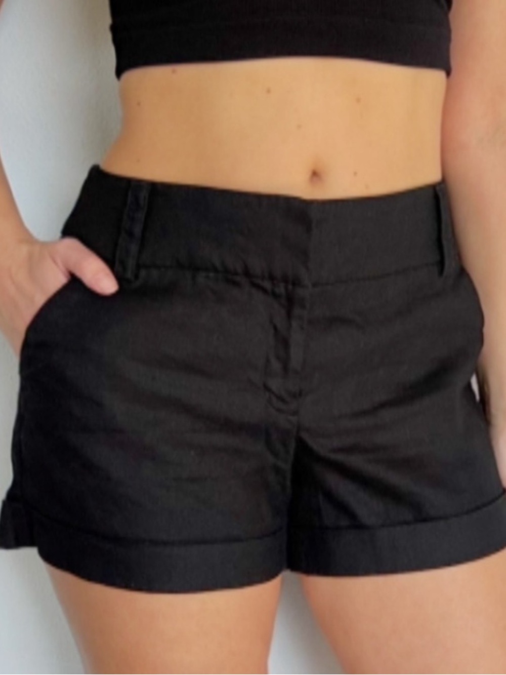 Express Black Linen Blend Shorts - 10